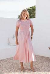 Darla Puff Sleeve Dress - Pink