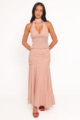 Lacy Maxi Skirt - Peach Polka Dot
