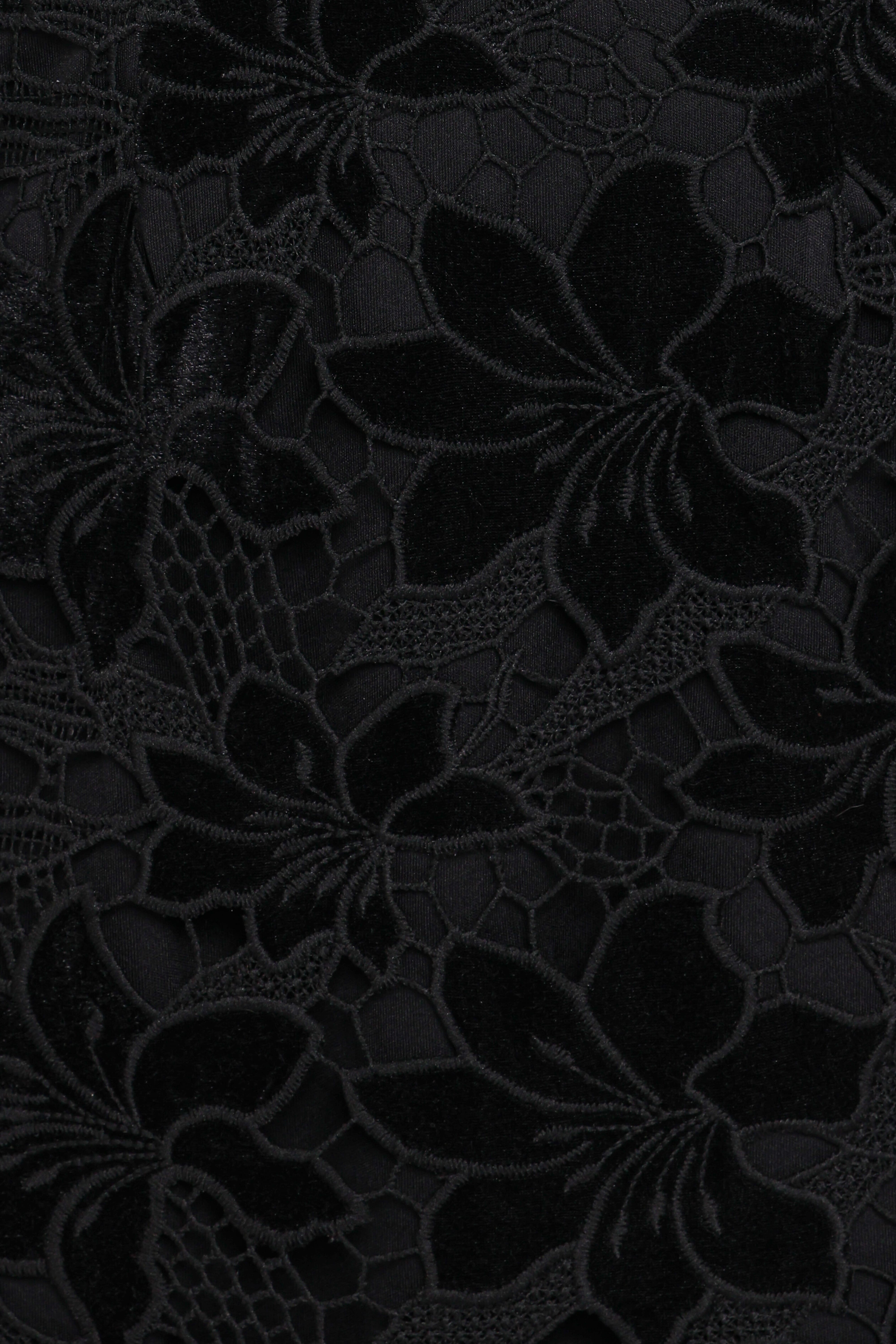 Cynthia Velvet Lace Mini Dress - Black