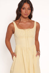 Kinslee Midi Dress - Yellow Gingham