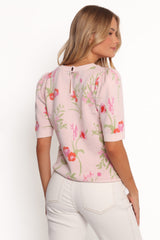 Keegan Flower Knit Sweater - Pink