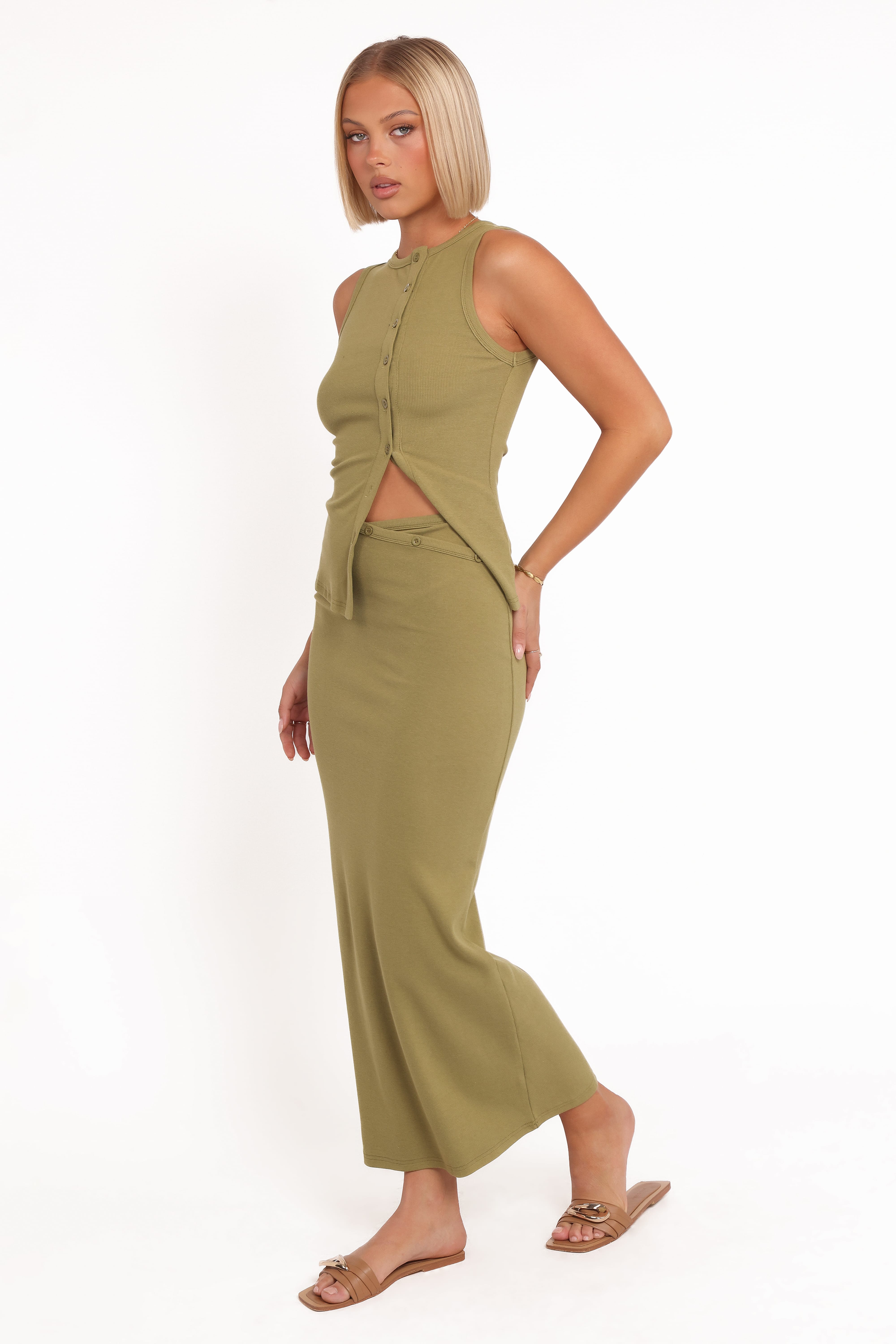 Adeline Two Piece Set - Olive Green