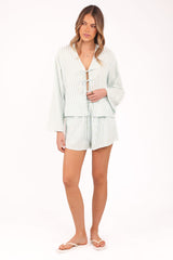 Flynn Short Set - Green Blue Stripe
