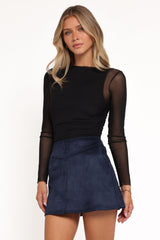Aine Mesh Sleeve Bodysuit - Black